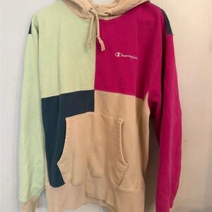 Champion Multicolor Block Hoodie - Pink, Green, Cream, and Blue